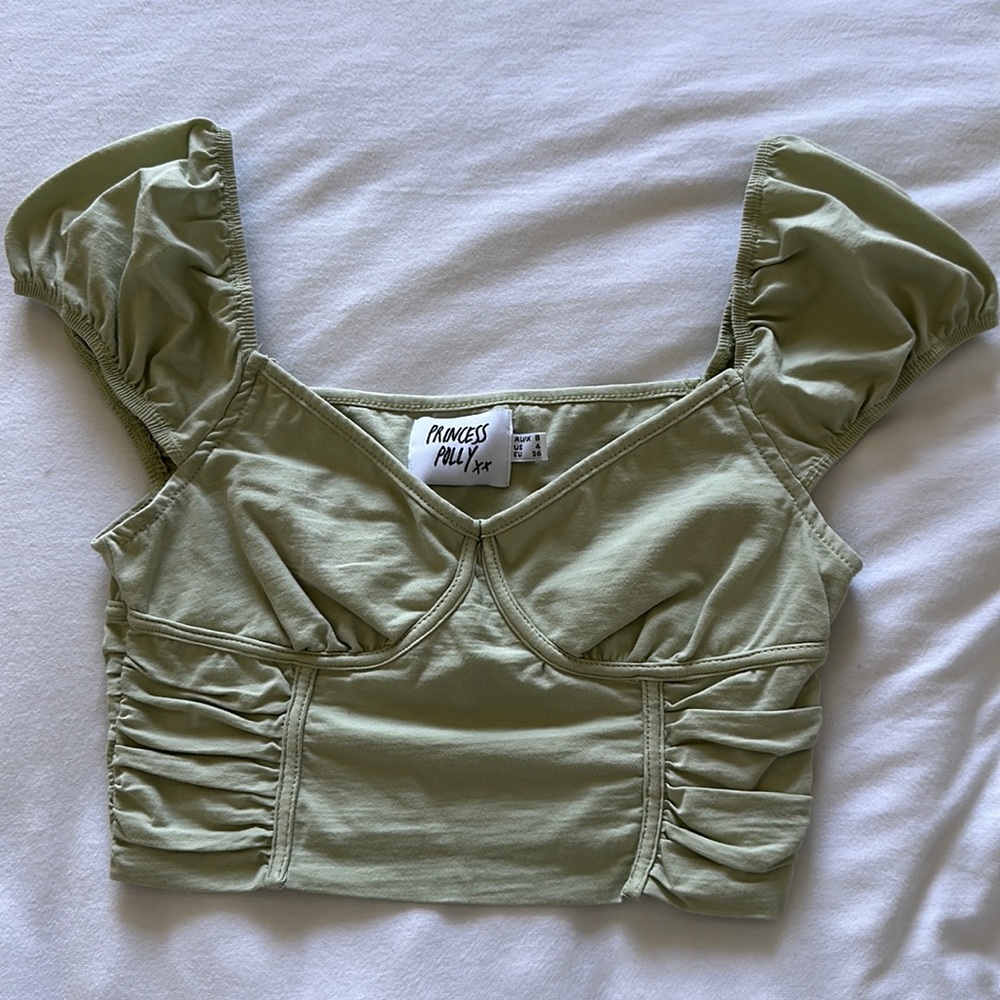Princess Polly Sage Green Karla Crop Top (Size: US 4)